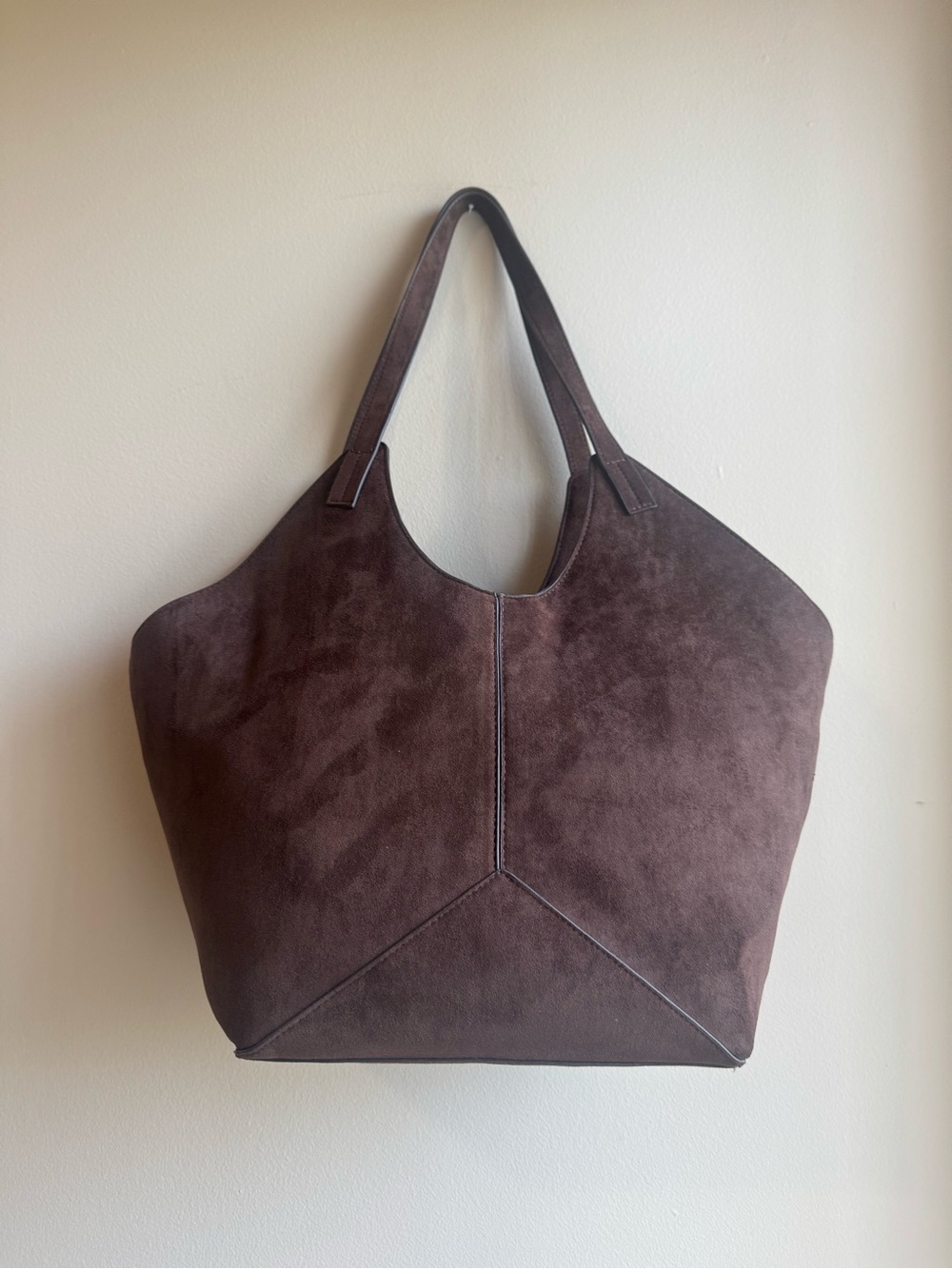 Universal Thread Dark Brown Suede Tote - Picture 3 of 6